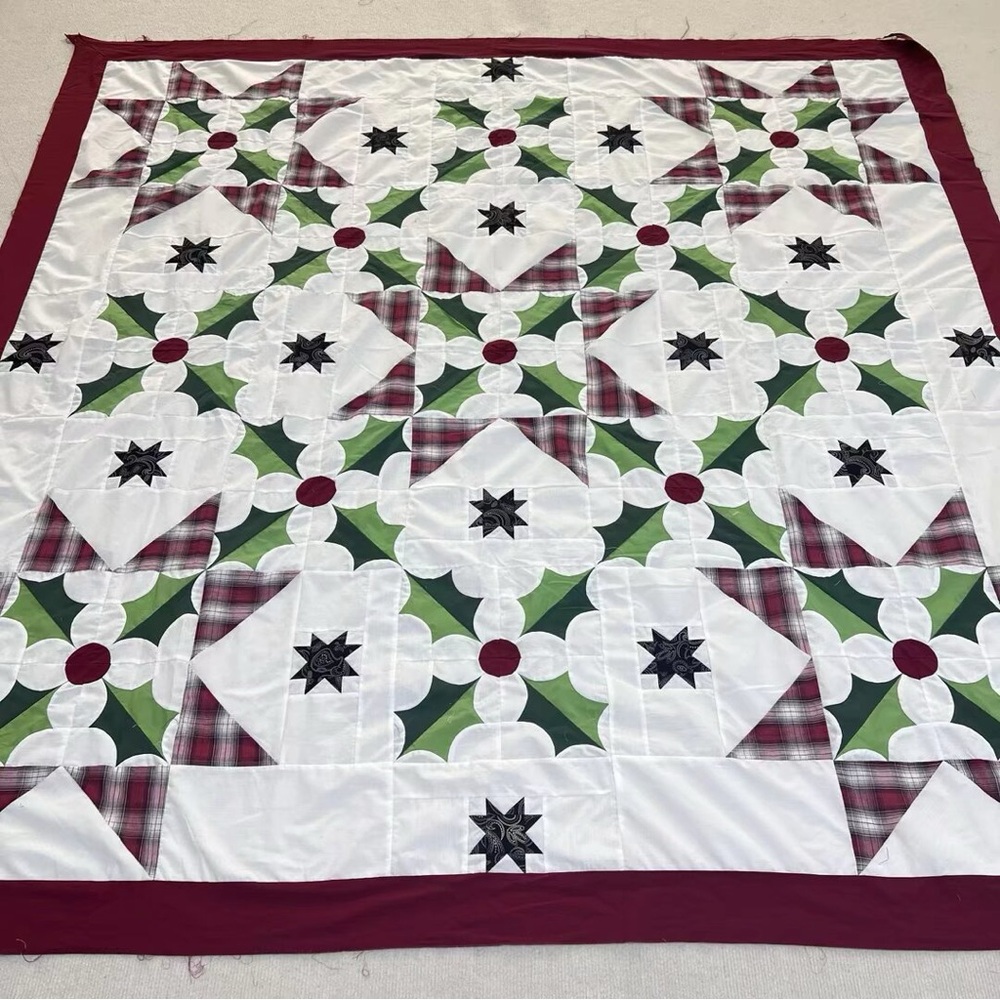 Christmas Cosmic Jewels Cotton Fabric Queen size Patchwork quilt top/topper